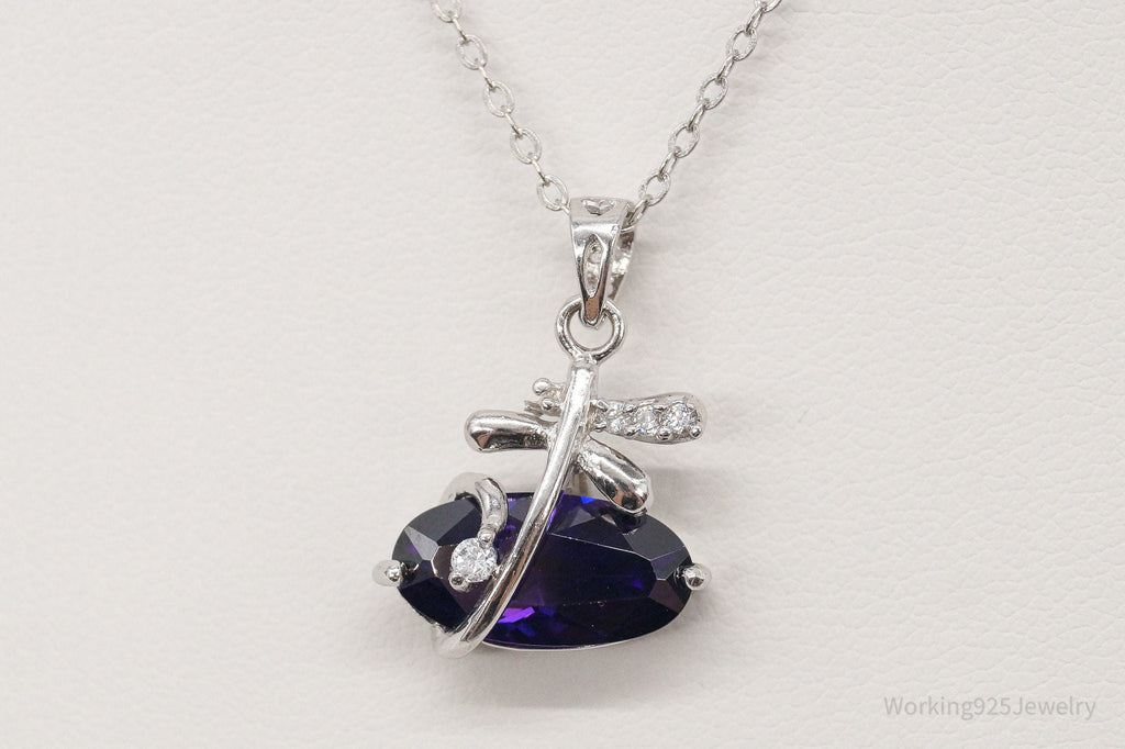 Cubic Zirconia Lab Amethyst Sterling Silver Necklace