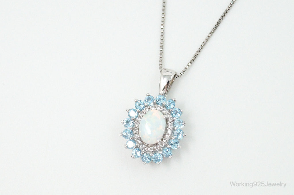 Designer Jane Seymour Blue Topaz Cubic Zirconia Sterling Silver Necklace