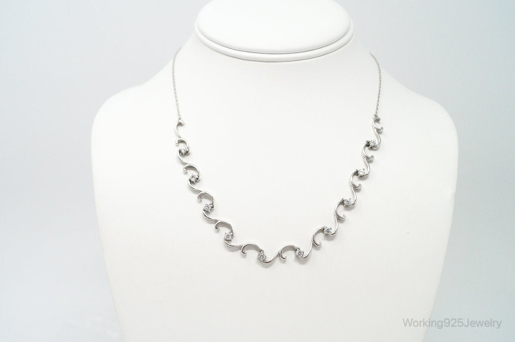 Art Deco Cubic Zirconia Sterling Silver Necklace