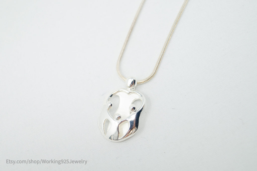 Vintage Designer Carolyn Pollack Relios Mothers Love Sterling Silver Necklace