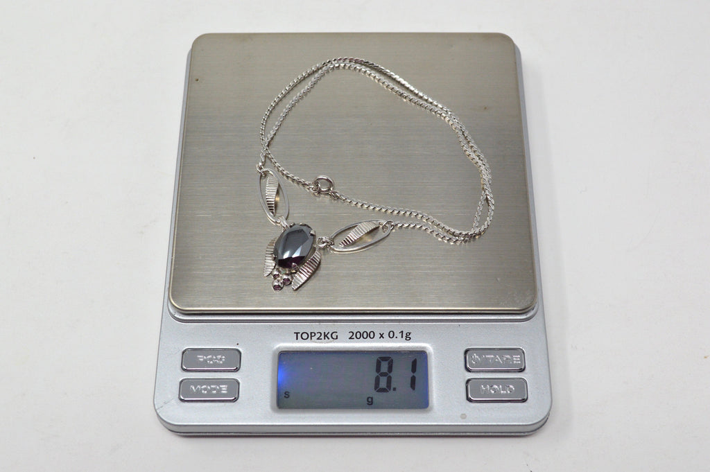 Vintage Designer Van Dell Hematite Sterling Silver Necklace - 16 Inch