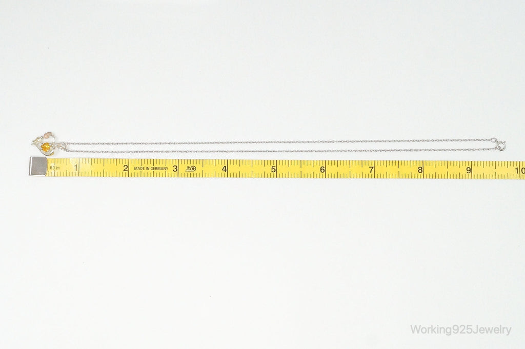 Vintage Landstrom 12K Black Hills Gold Citrine Sterling Silver Necklace