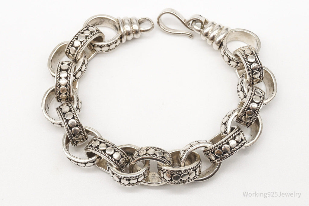 Vintage Designer BA Suarti Large Chain Link Sterling Silver Bracelet