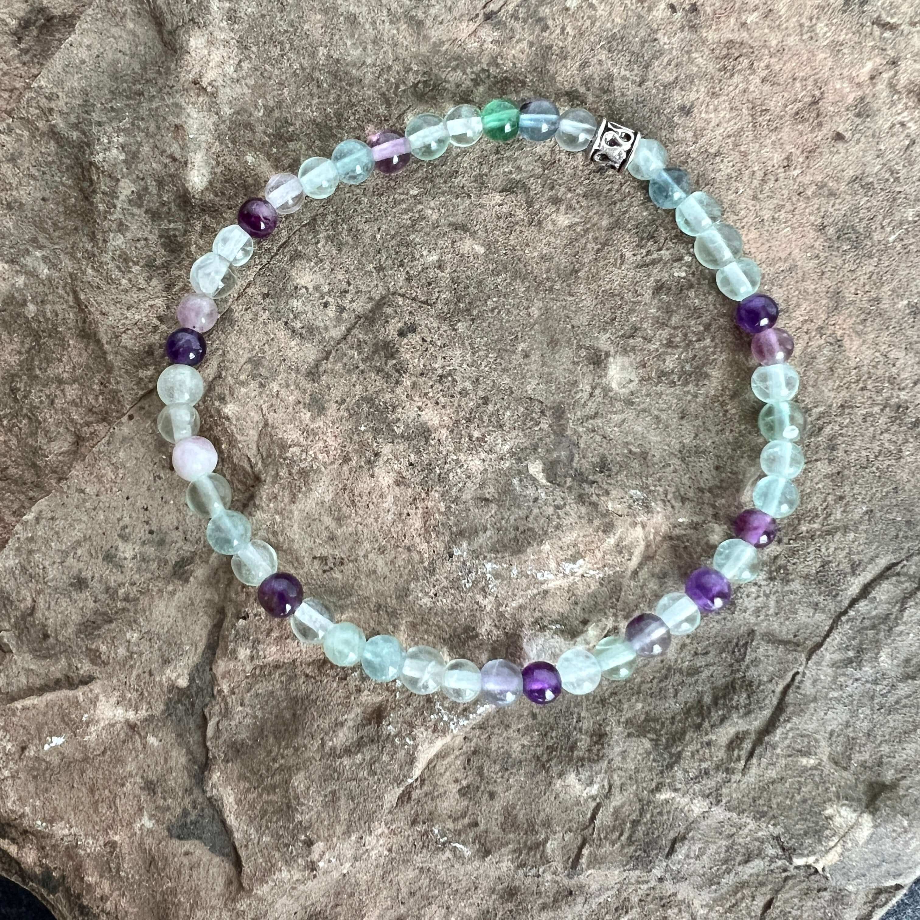 Fluorite and Amethyst Mini Bracelet