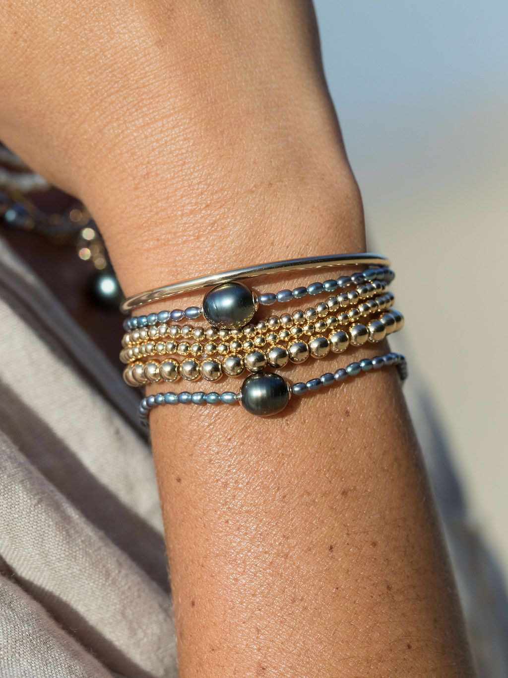 Genuine Tahitian Pearl Bracelet - Gold Kaimalie
