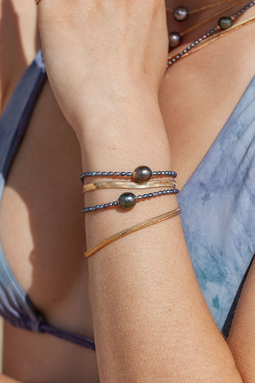 Genuine Tahitian Pearl Bracelet - Gold Kaimalie