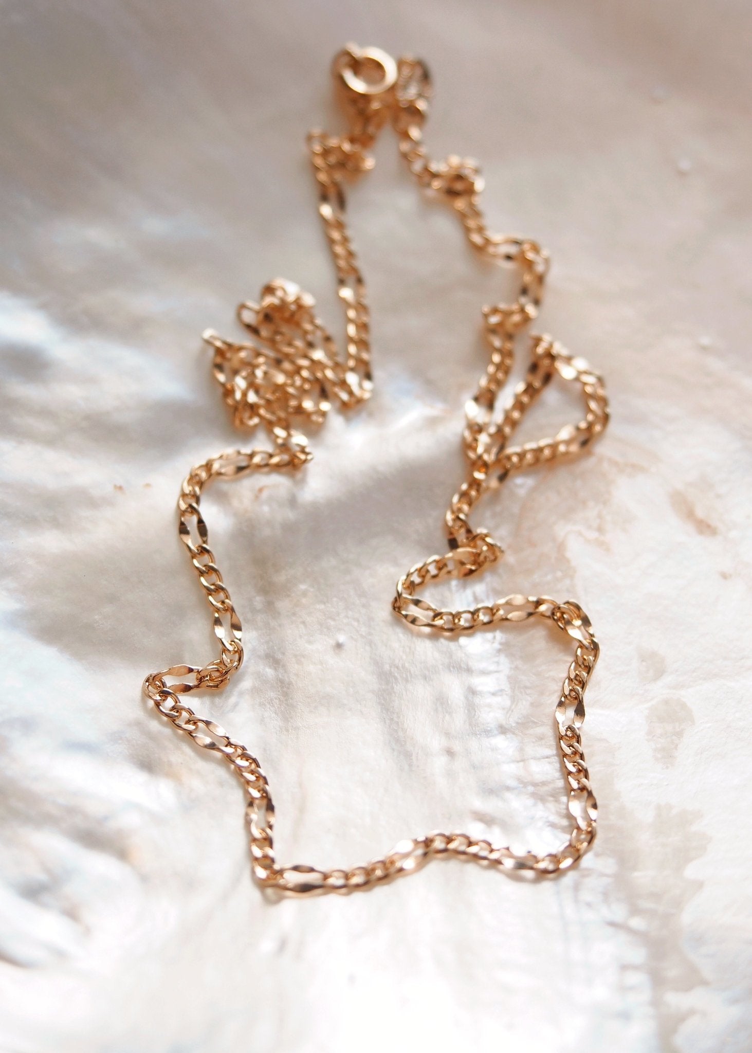 Sale - Gold Filled Dapped Figaro Chain Necklace - Kaile'a