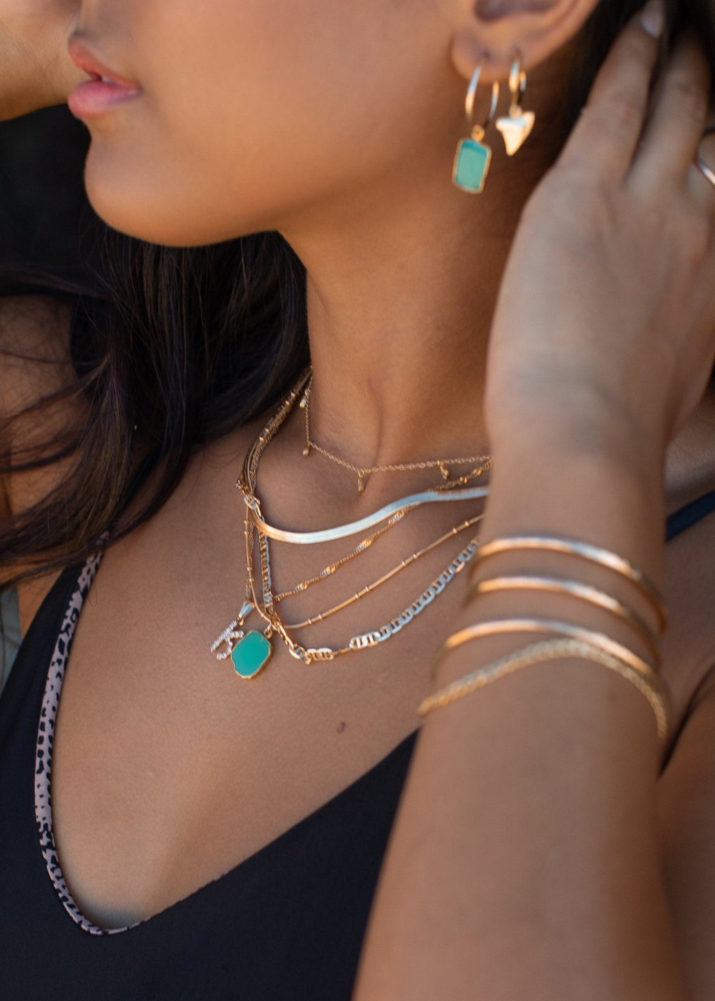 Gold Filled Herringbone Chain Necklace - Konani