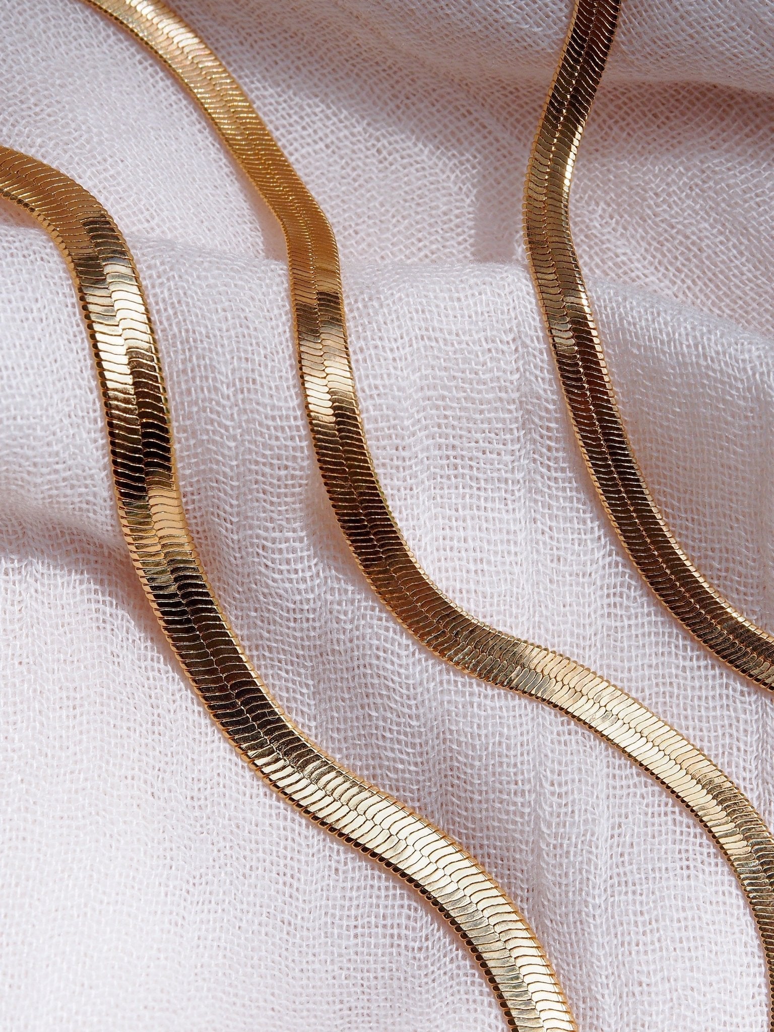 Gold Filled Herringbone Chain Necklace - Konani