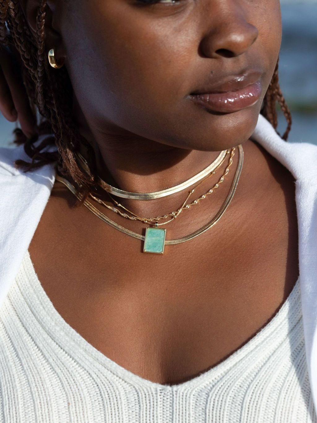 Gold Filled Herringbone Chain Necklace - Konani