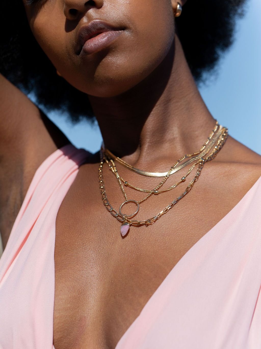 Gold Filled Herringbone Chain Necklace - Konani