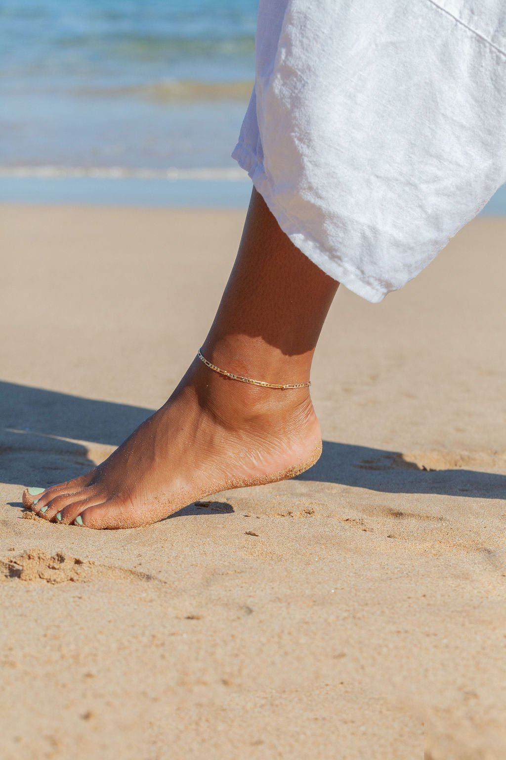 Gold Flat Figaro Chain Anklet - Kaipo'i