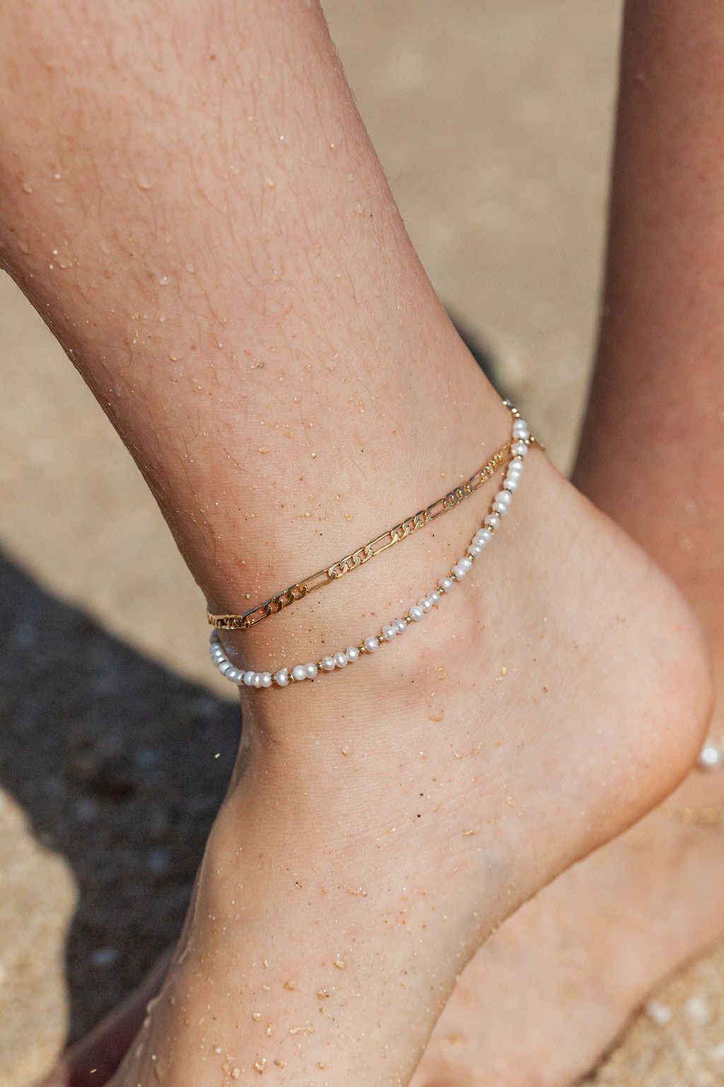 Gold Flat Figaro Chain Anklet - Kaipo'i