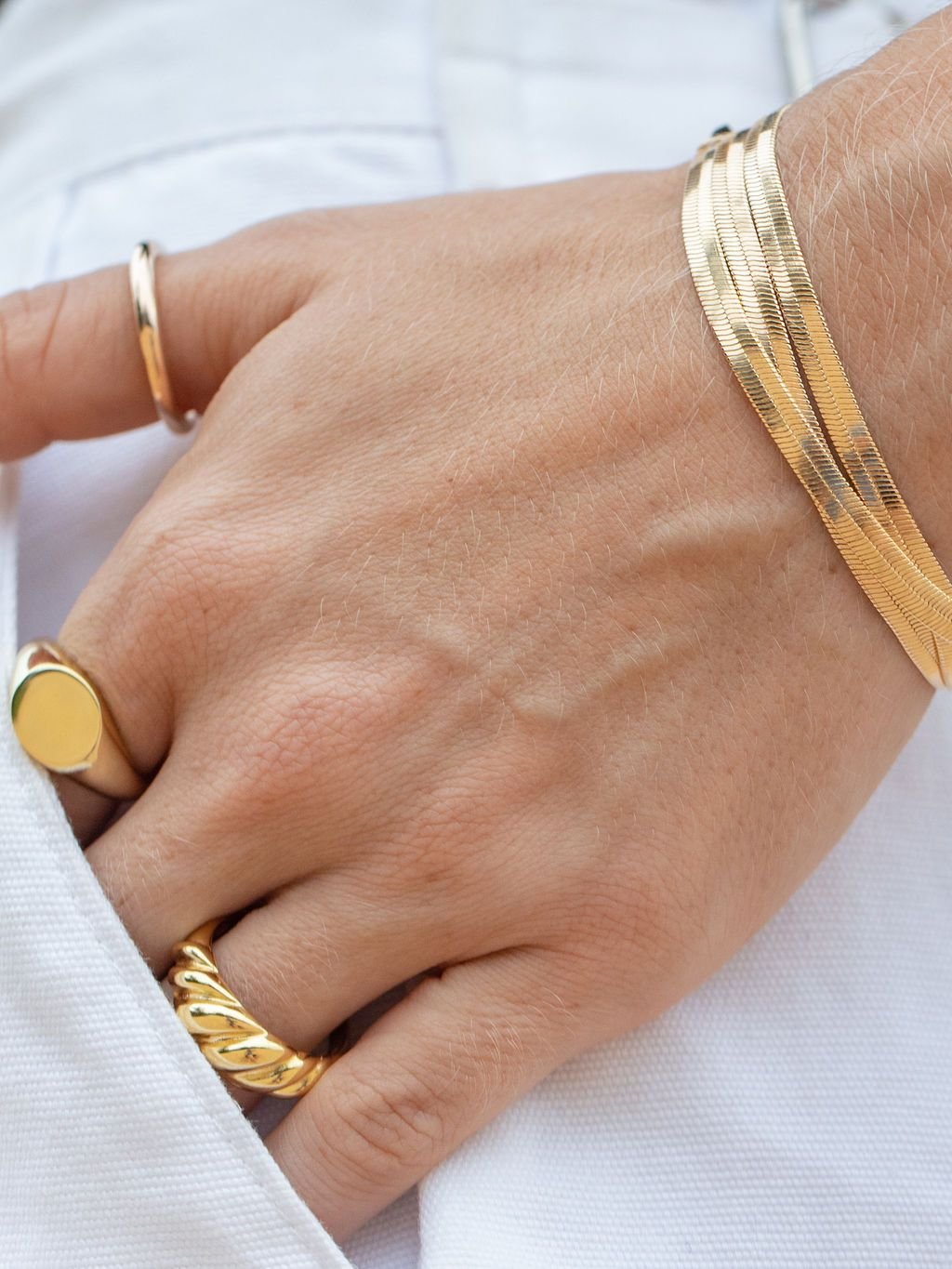 Gold Herringbone Bracelet - Konani