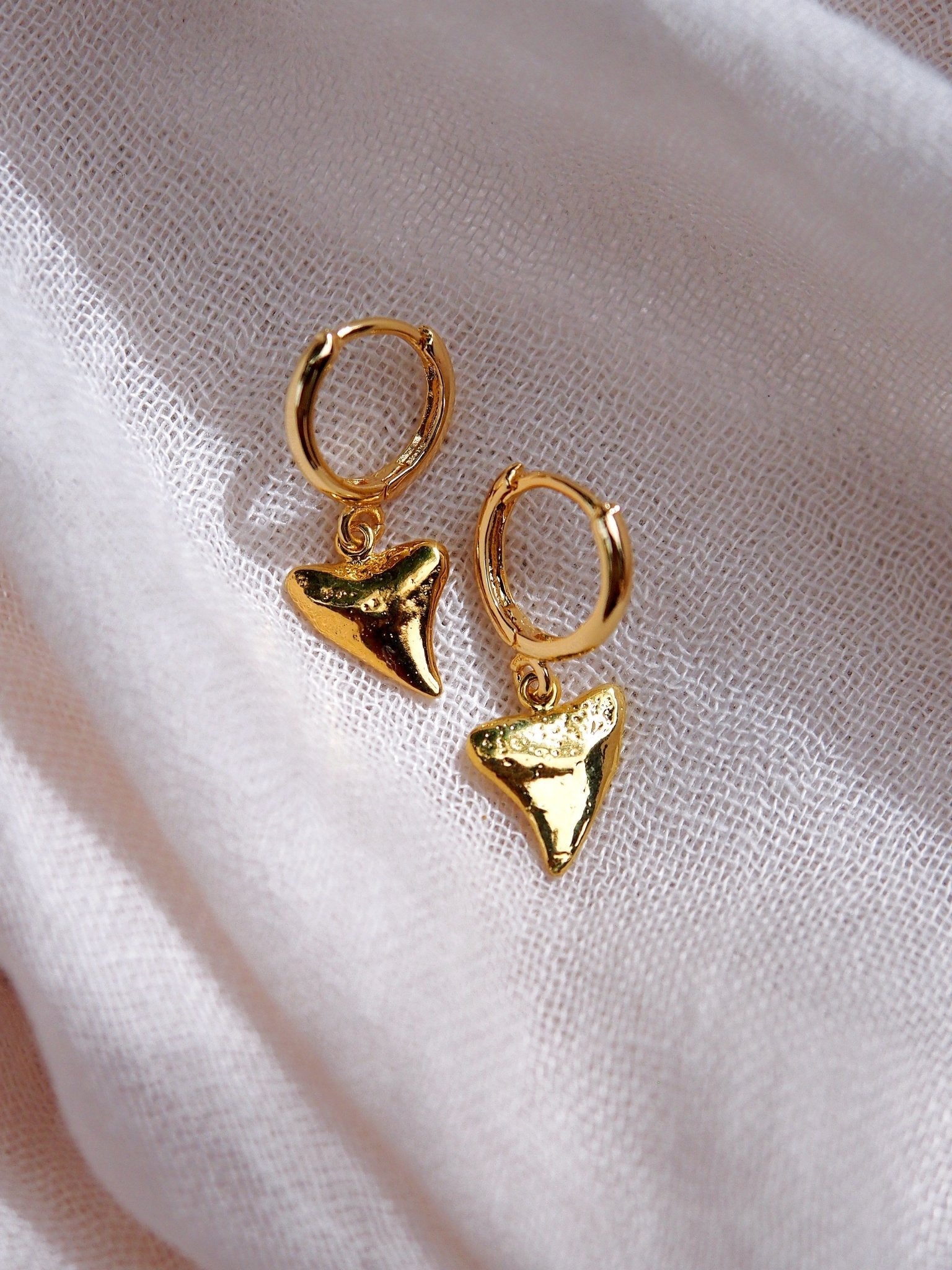 Gold Shark Tooth Hoop Earrings - Nahu
