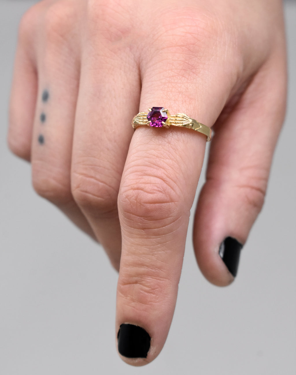 Stronghold Ring with Grape Garnet