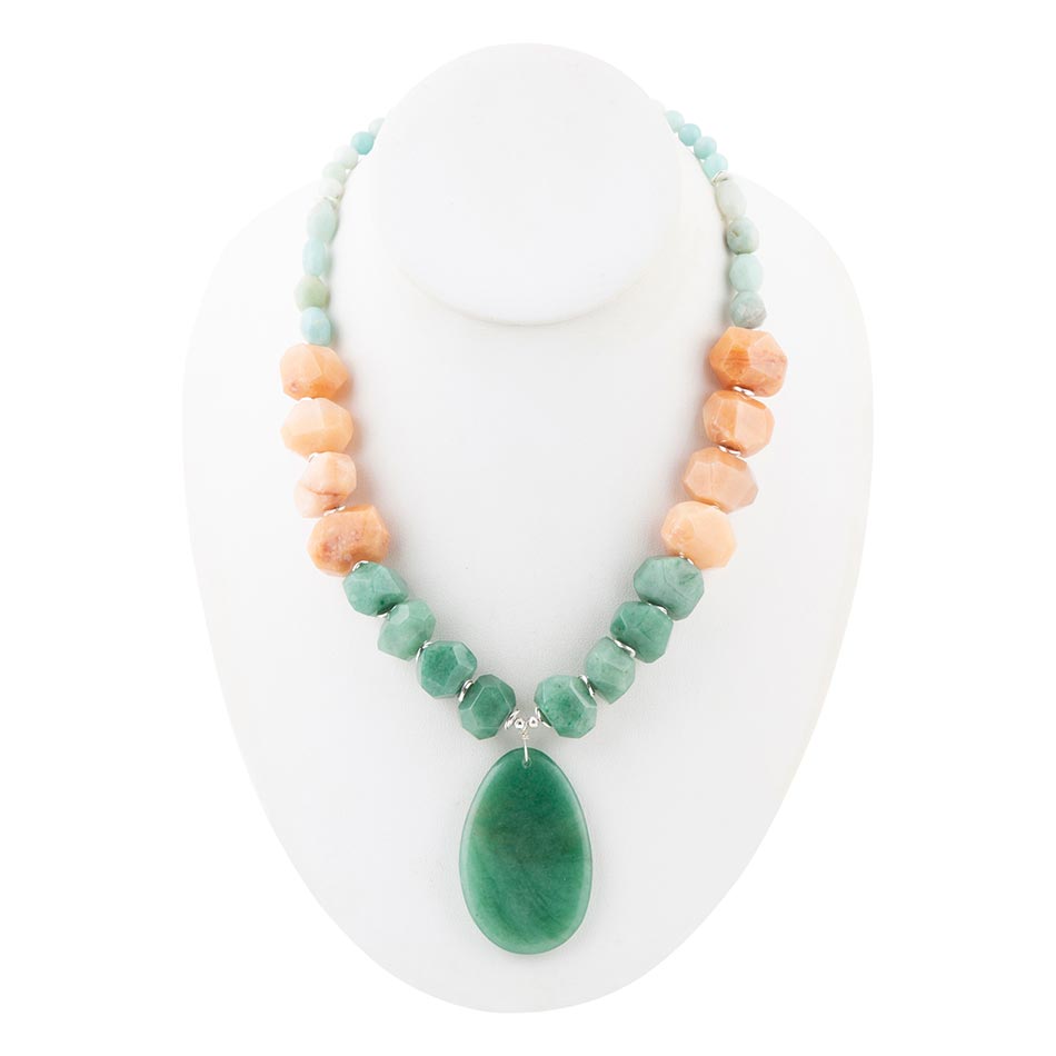 Green Aventurine Bold Pendant Necklace