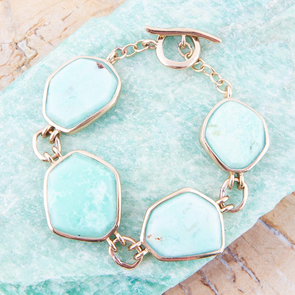 Green Chrysoprase Golden Bronze Toggle Bracelet