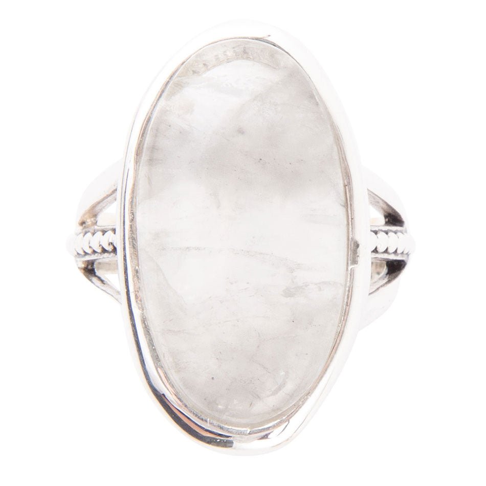 Grey Quartz and Sterling Silver Oval Ring