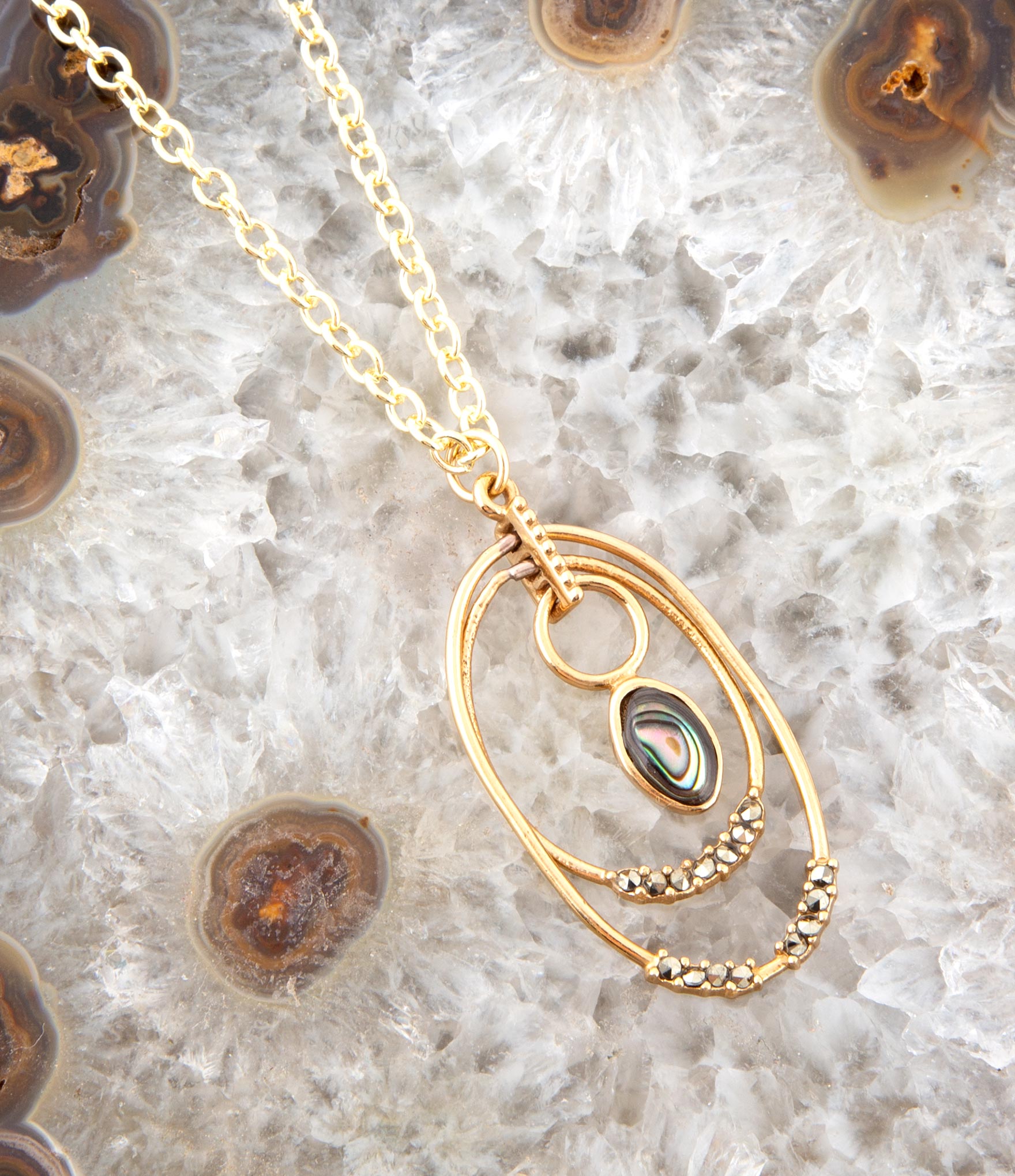 Henley Blue Abalone Golden Pendant Necklace