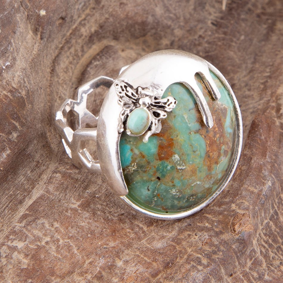 Honey Bee Blue Turquoise Sterling Silver Ring