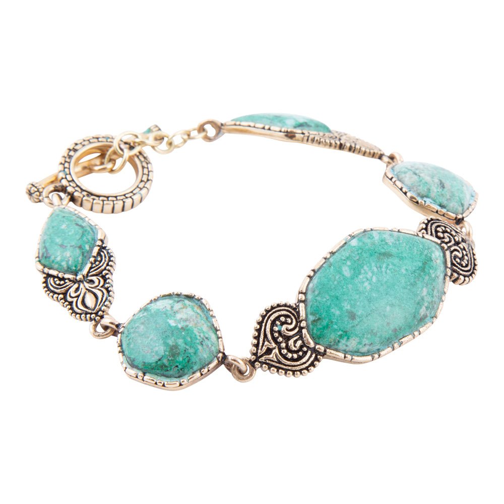 Ikkat Green Chrysocolla Golden Link Bracelet