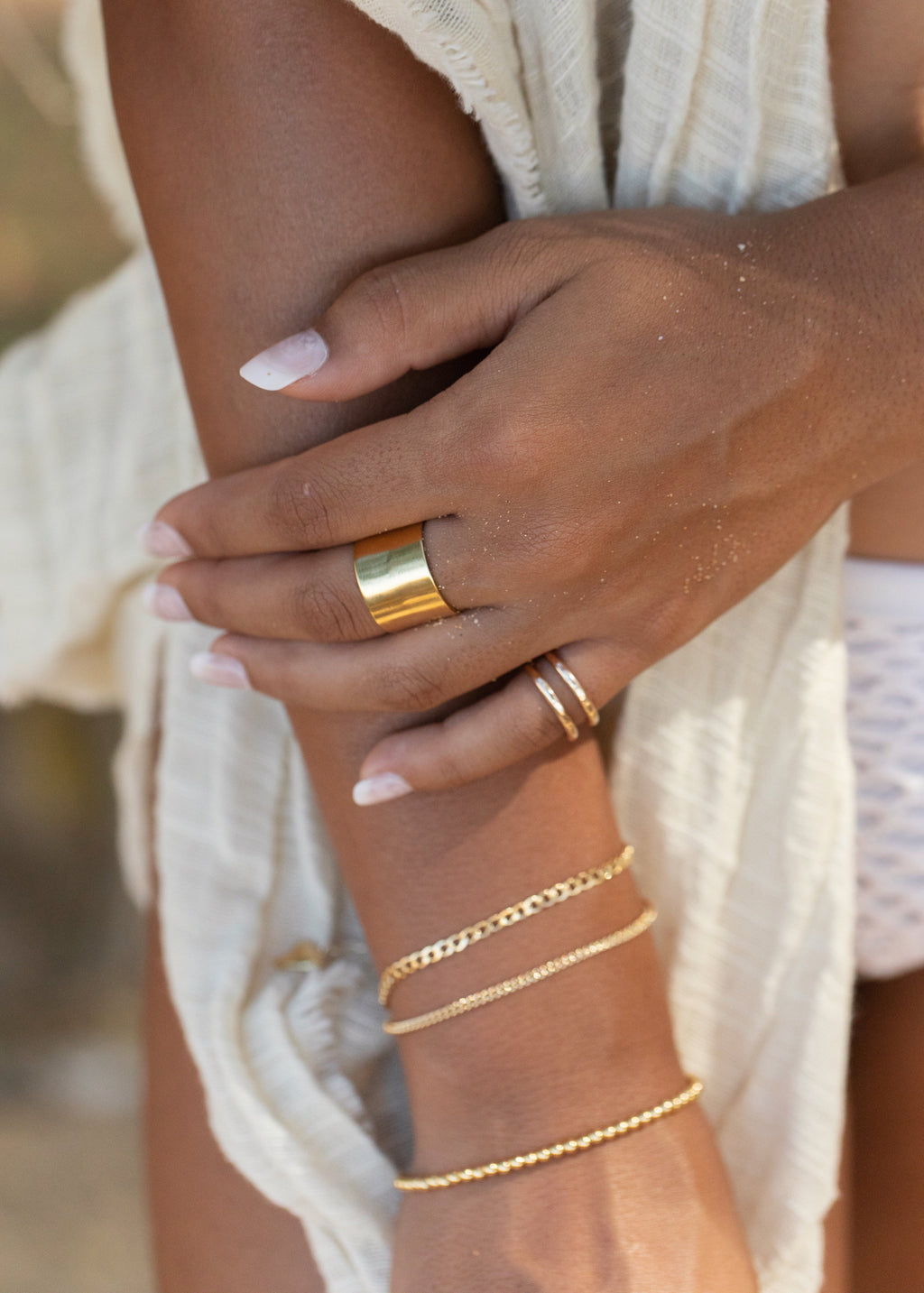 Wide Vermeil Gold Cigar Band Ring - Kahekili