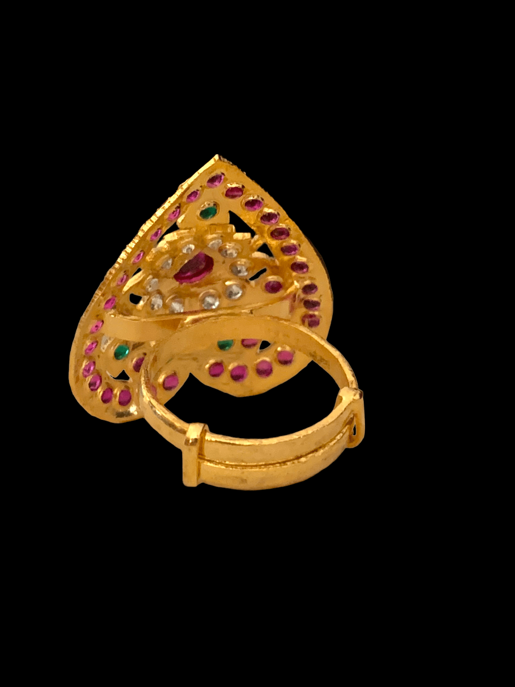 Ruby emerald gold plated silver ring ( SHIPS IN 4 WEEKS )