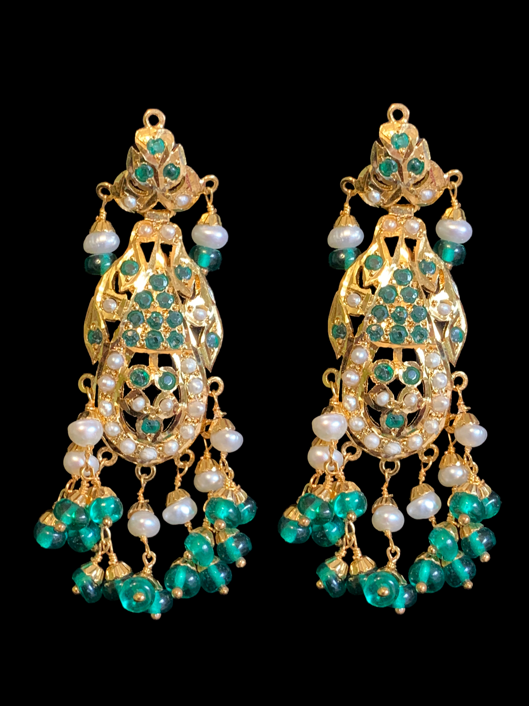 FARISA gold plated silver necklace set in emerald ( SHIPS IN 5 WEEKS )