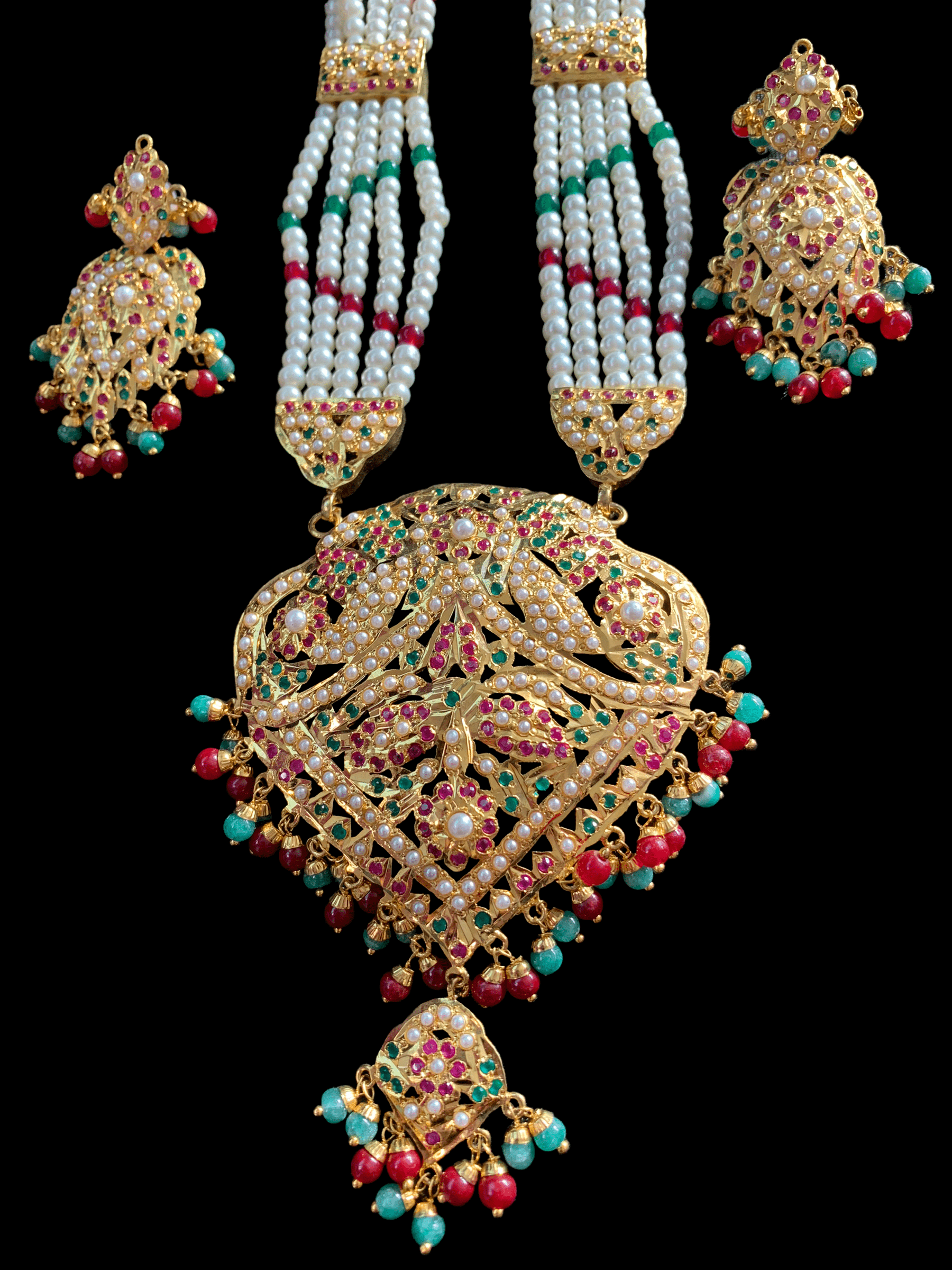 LN151 Azya punjabi Jadau Rani haar in pearls ( SHIPS IN 4 WEEKS )