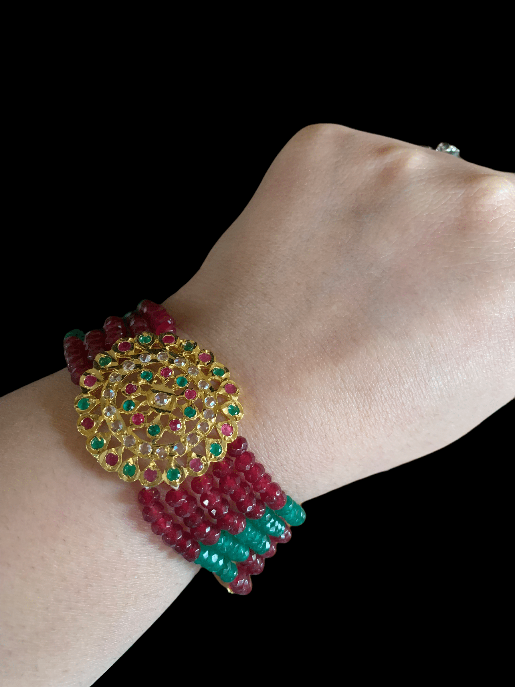 BR107 Zoya bridal Hyderabadi set in ruby emerald (SHIPS IN 4 WEEKS )