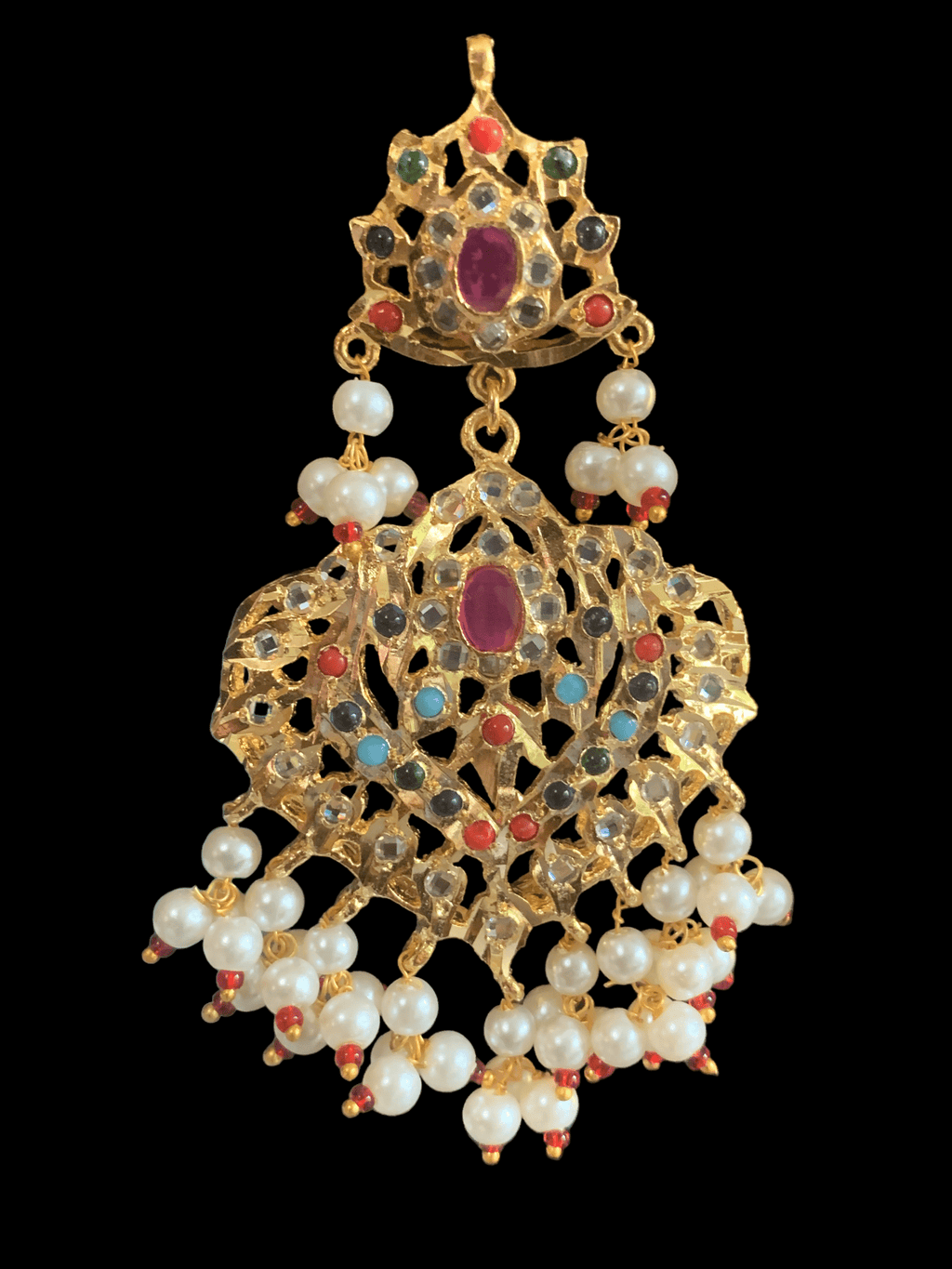 DER214 Ekta  navratan earrings  (READY TO SHIP)