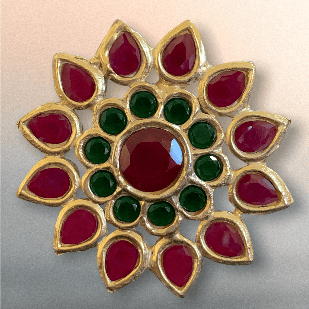 DJR33 Kundan ring  red green ( READY TO SHIP)