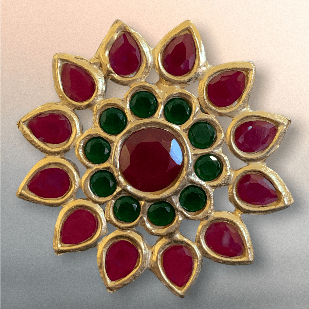 DJR33 Kundan ring  red green ( READY TO SHIP)