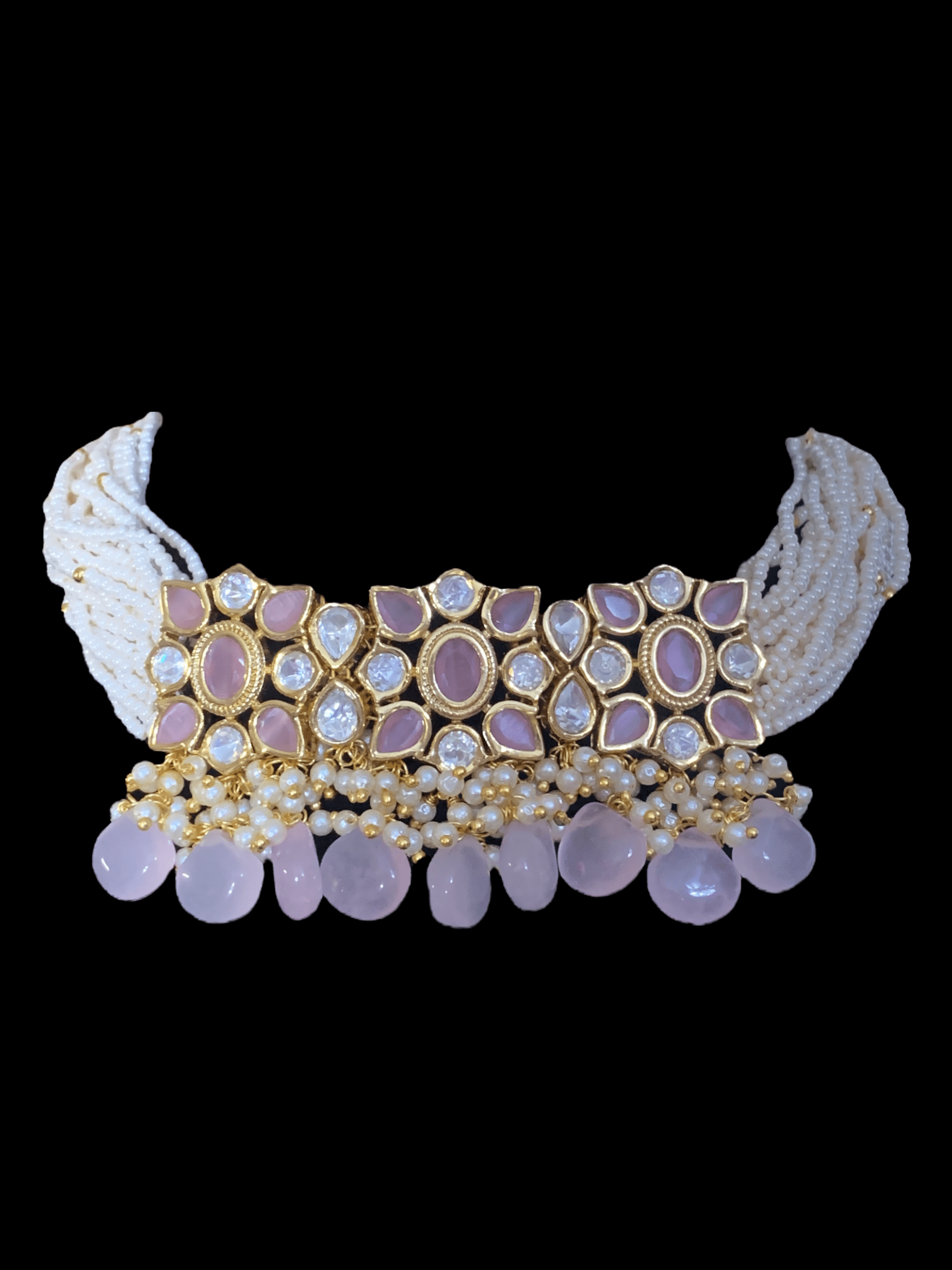 C312 Meera polki  choker - pink ( READY TO SHIP )