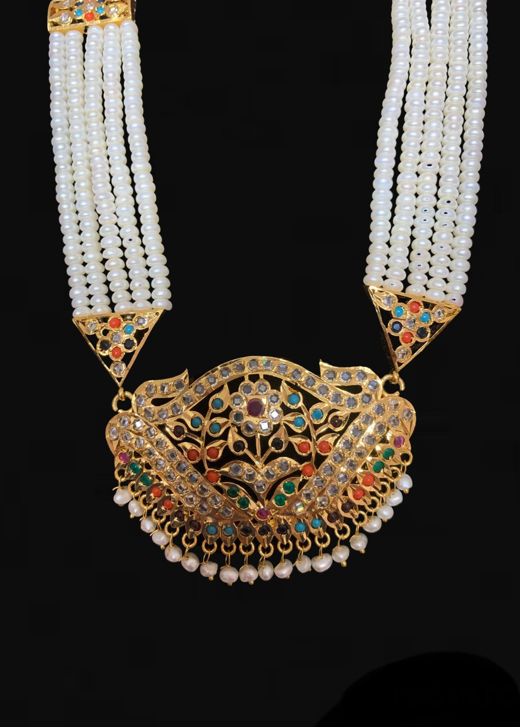 Hareem hyderabadi navratan Rani haar with fresh water pearls ( READY TO SHIP )