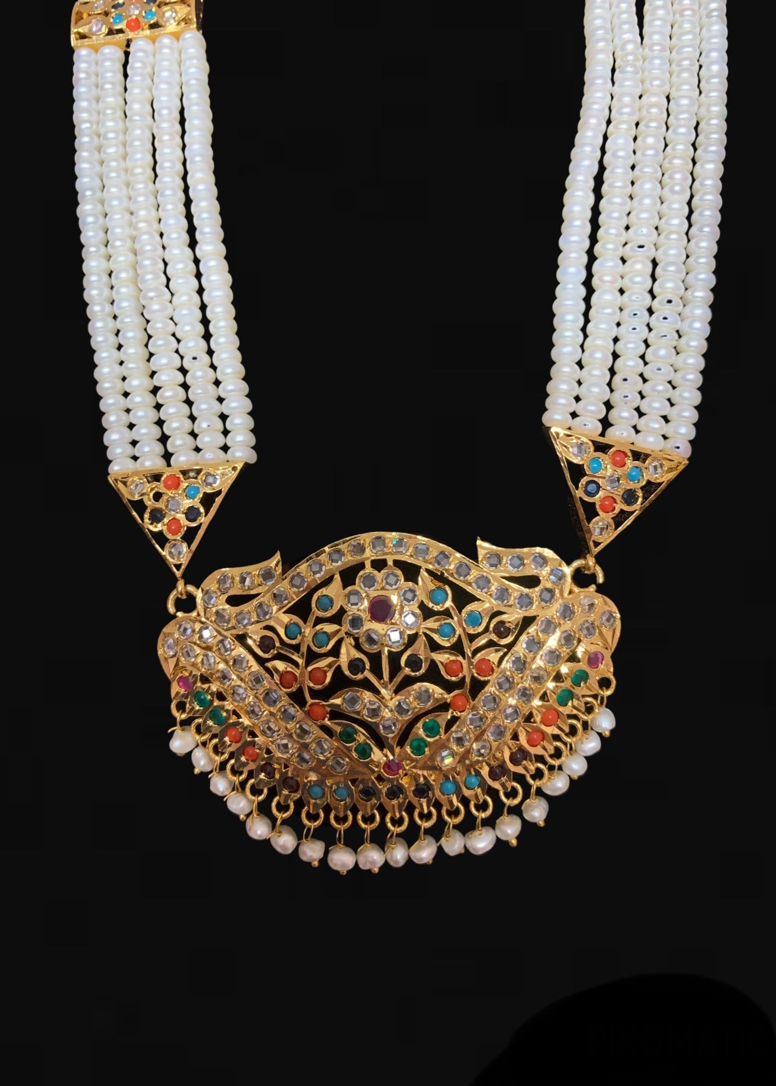 Hareem hyderabadi navratan Rani haar with fresh water pearls ( READY TO SHIP )
