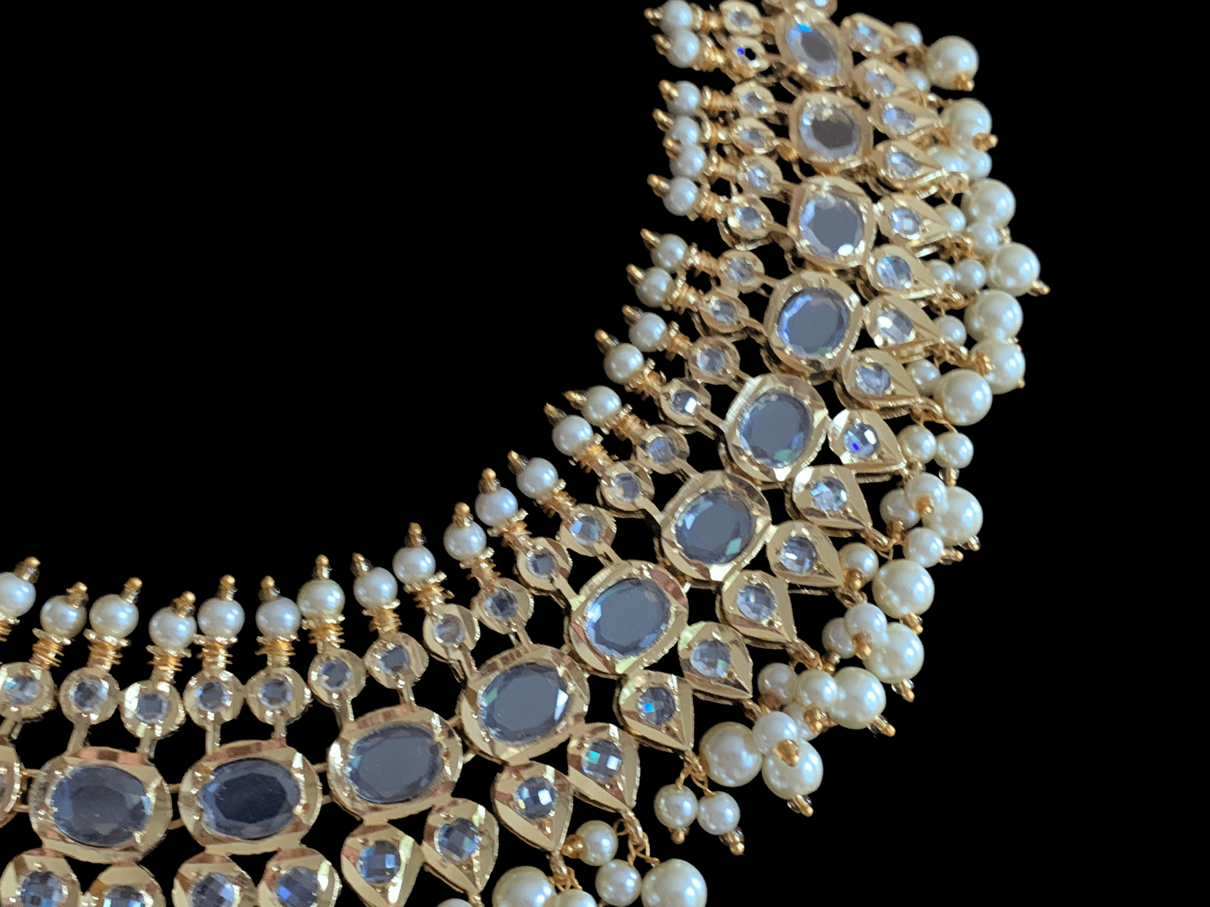 NS511 Aleeza necklace  set - golden pearls   (SHIPS IN 4 WEEKS )