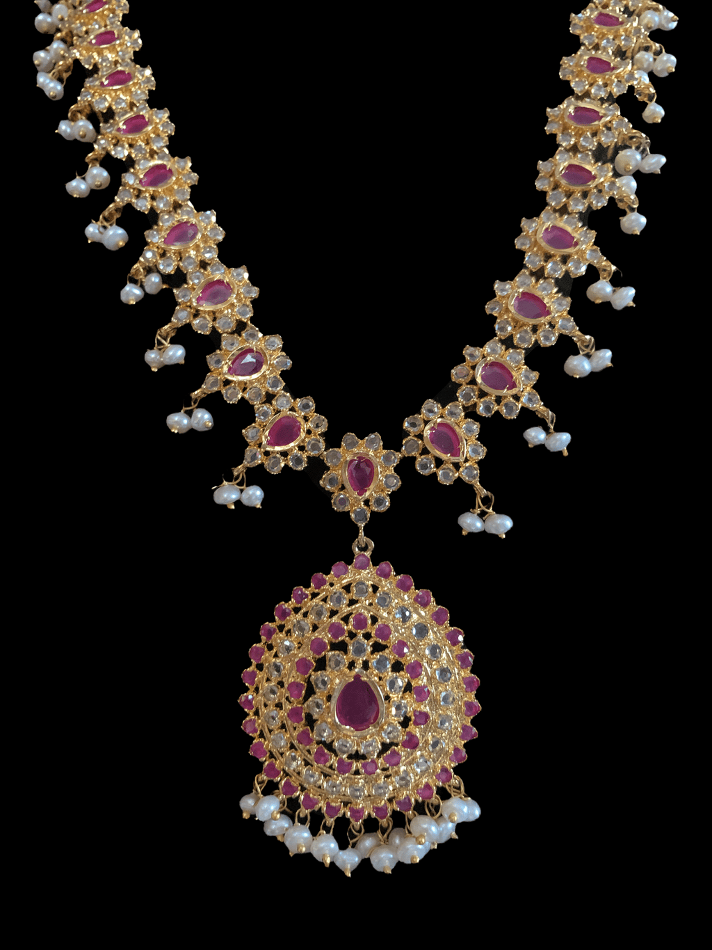 Zehra  fresh water pearls  SET - RUBY   (READY TO SHIP)