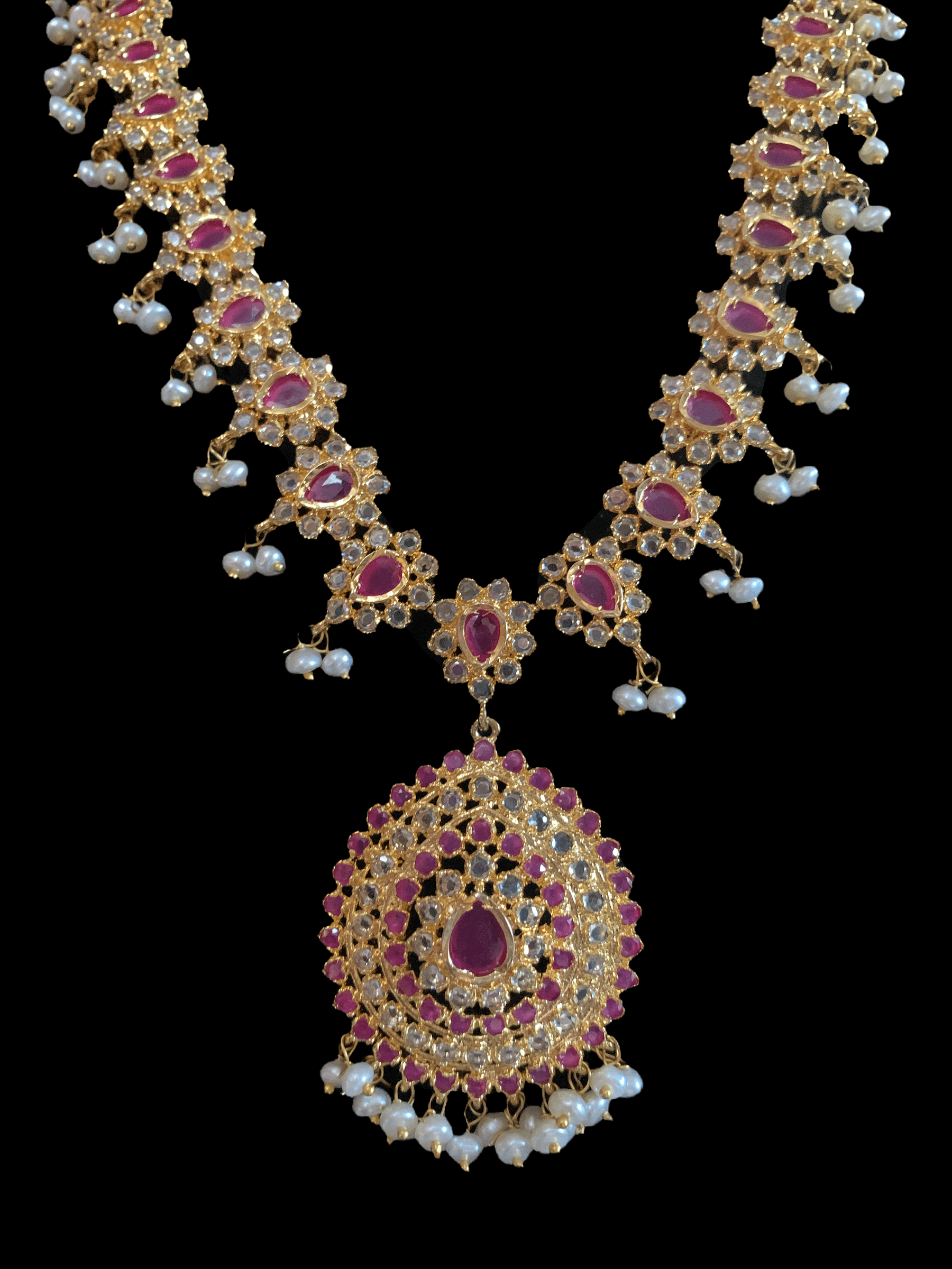 Zehra  fresh water pearls  SET - RUBY   (READY TO SHIP)