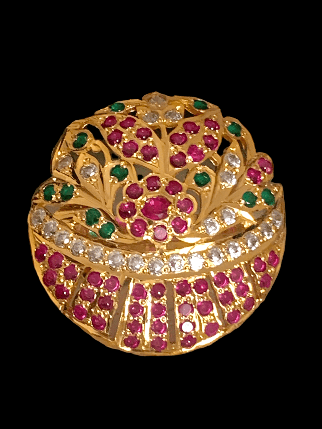 Ruby emerald gold plated silver ring ( READY TO SHIP )