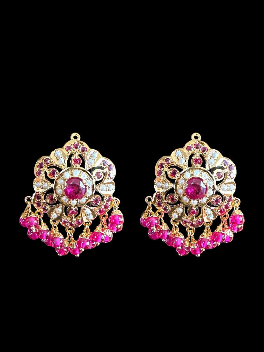 Ruby pearl gold plated silver earrings ( READY TO SHIP )