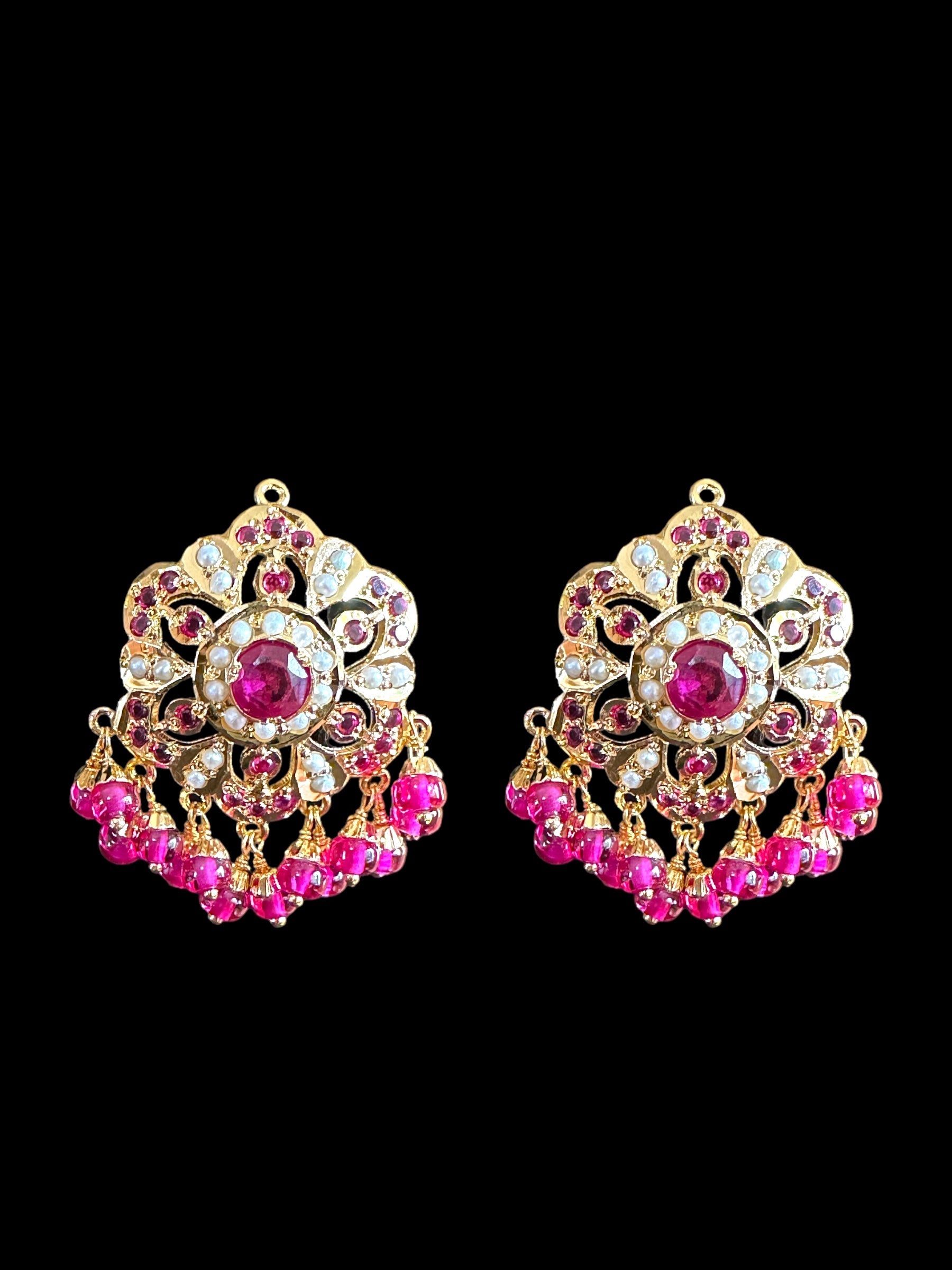Ruby pearl gold plated silver earrings ( READY TO SHIP )