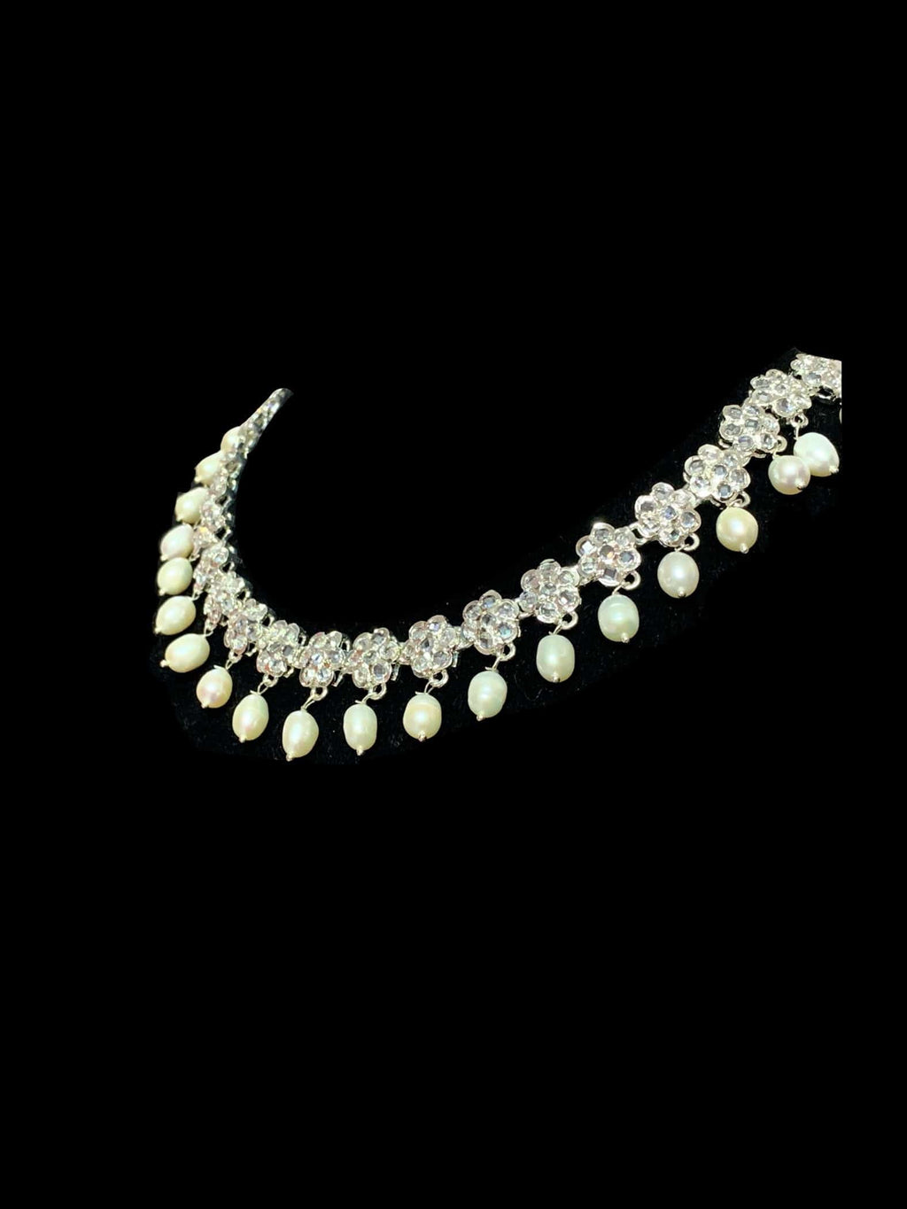 DNS61 Meenaz silver plated fresh water pearl necklace ( READY TO SHIP  )