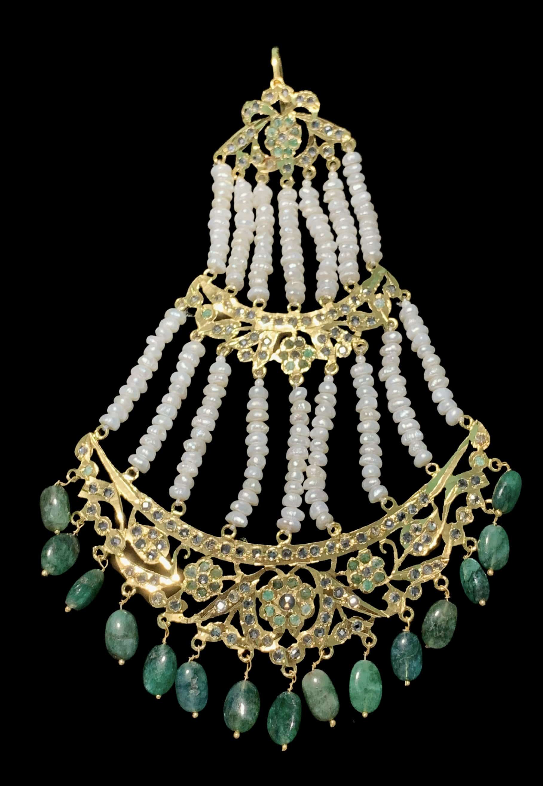 Insia bridal jadavi lacha satlada set in emeralds , ( SHIPS IN 1 WEEK )