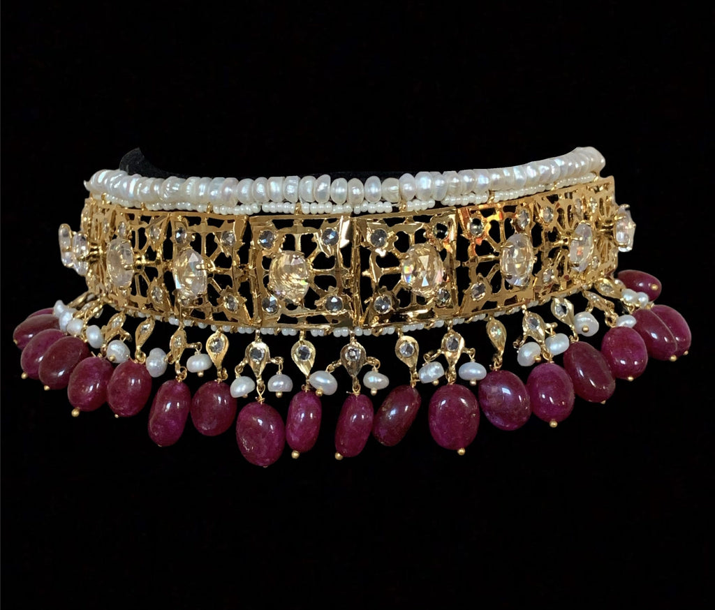 BR111 Insia jadavi lacha set in rubies  ( SHIPS IN 2 WEEKS  )