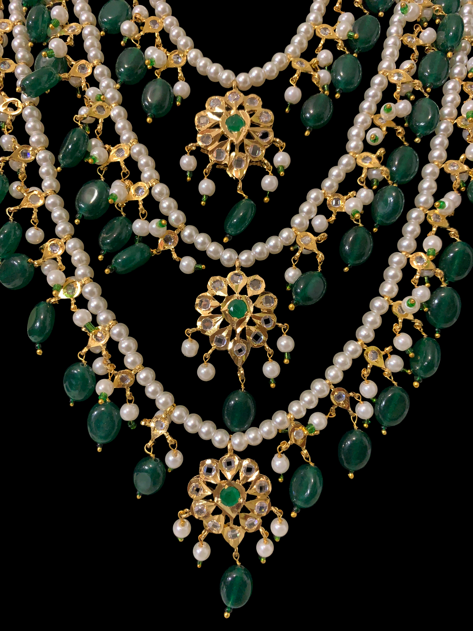 SAT67 Fiona emerald three layer necklace set ( SHIPS IN 4 WEEKS  )