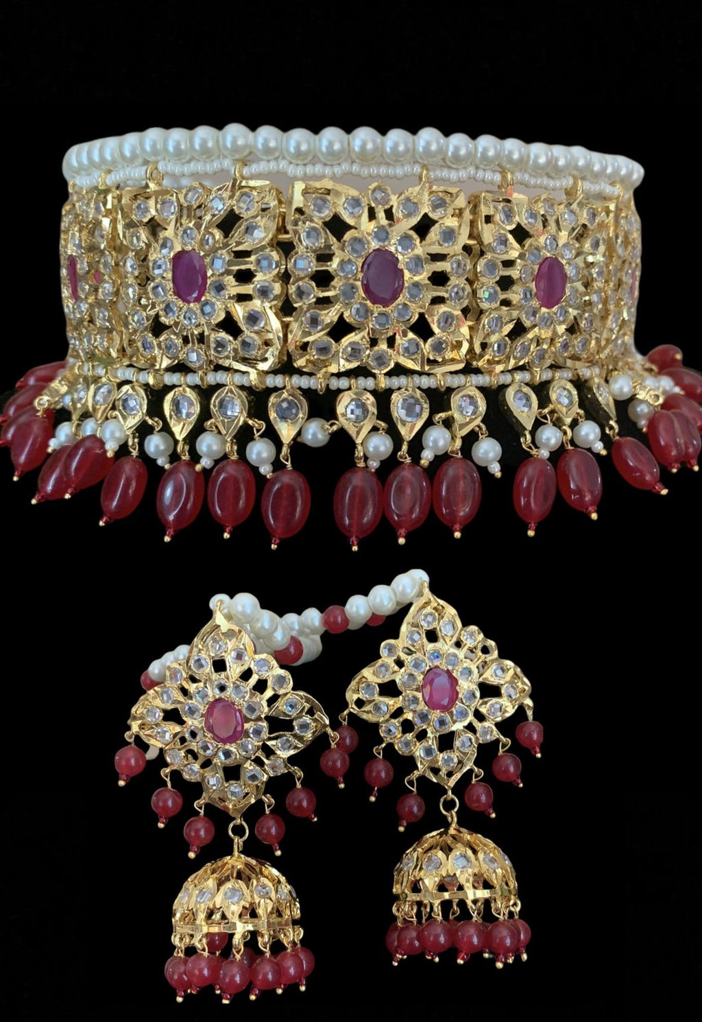 C24 Sabuhi Ruby  hyderabadi choker ( SHIPS IN 3 WEEKS  )
