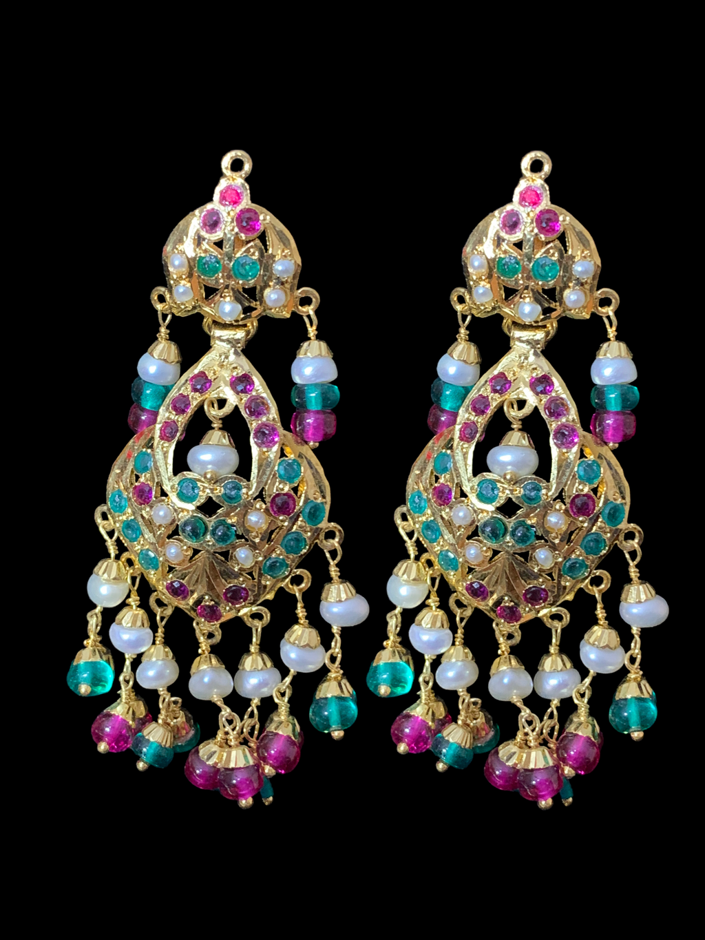 SAANVI Ruby emerald gold plated silver necklace set ( READY TO SHIP)