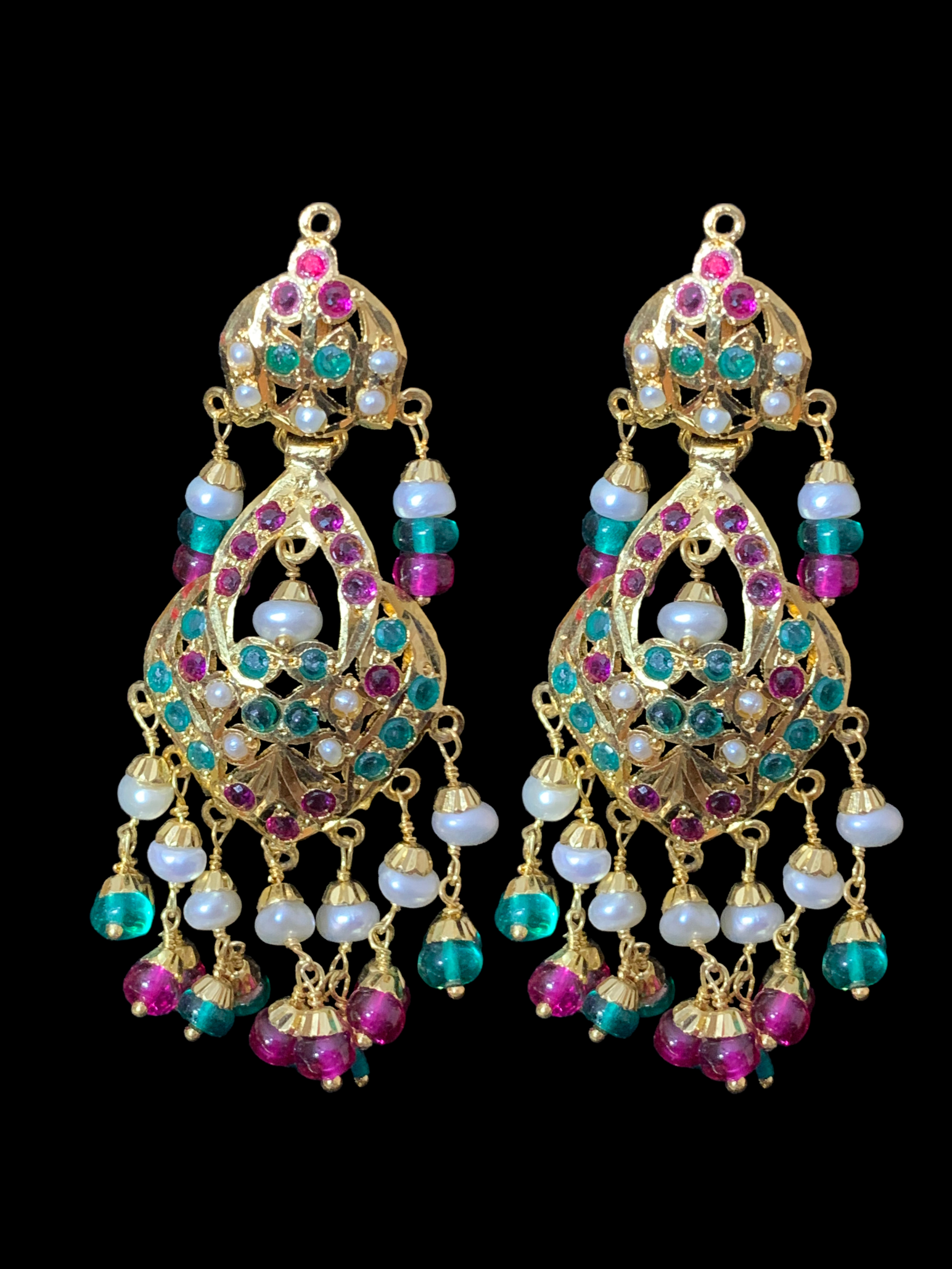 SAANVI Ruby emerald gold plated silver necklace set ( READY TO SHIP)